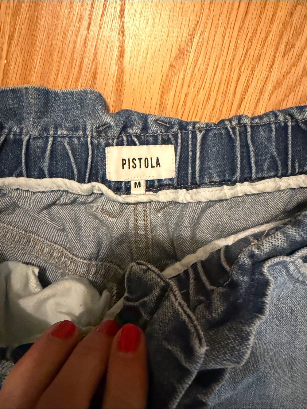 Pistola Jessa Light Blue Paperbag Waist Denim Shorts - Picture 2 of 3